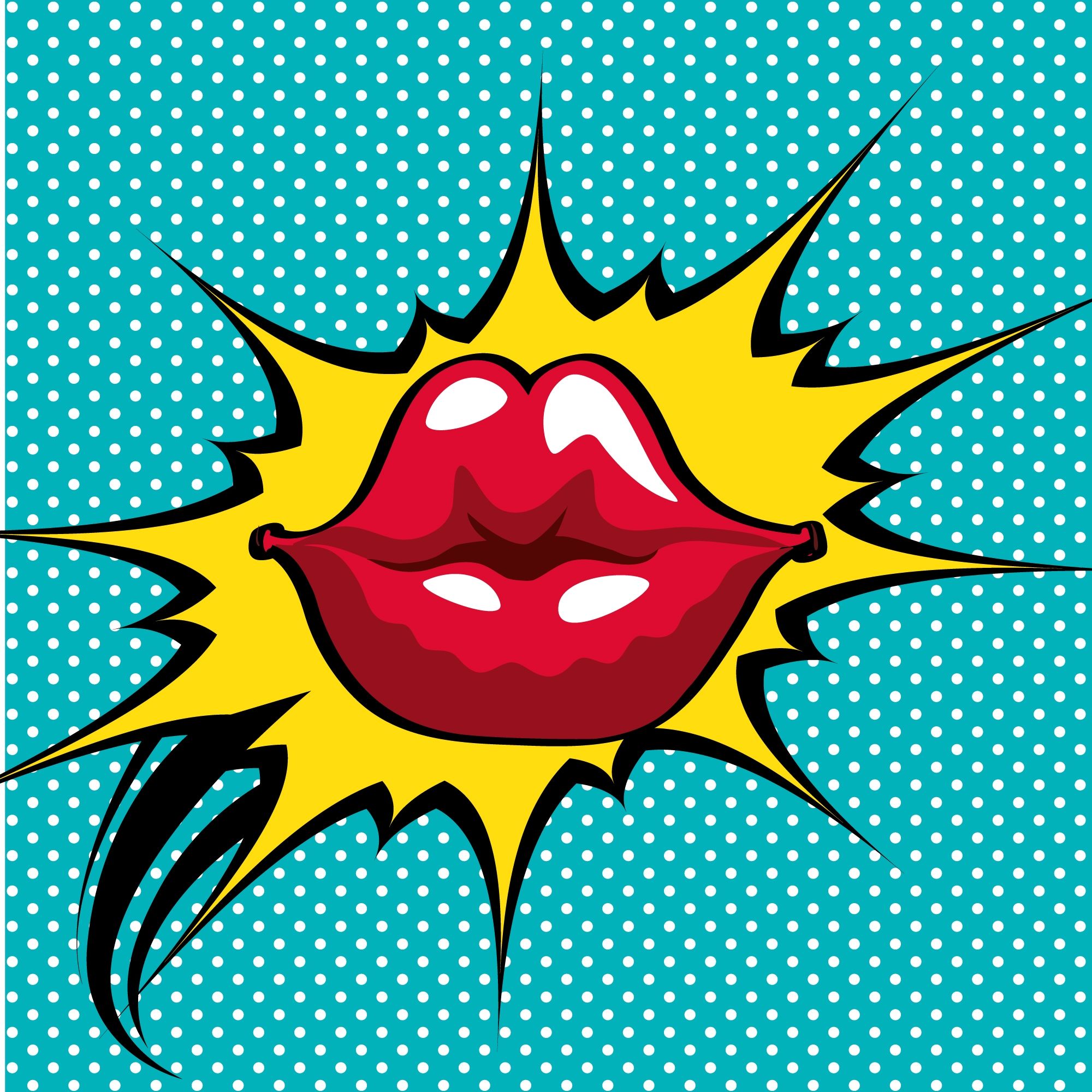 Labbra rosse stile pop art, 2000x2000 alta risoluzione, PC