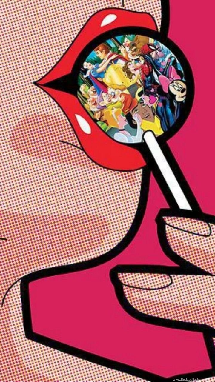 Labbra rosse con lecca-lecca personaggi, 720x1280 Full HD Verticale, iPhone