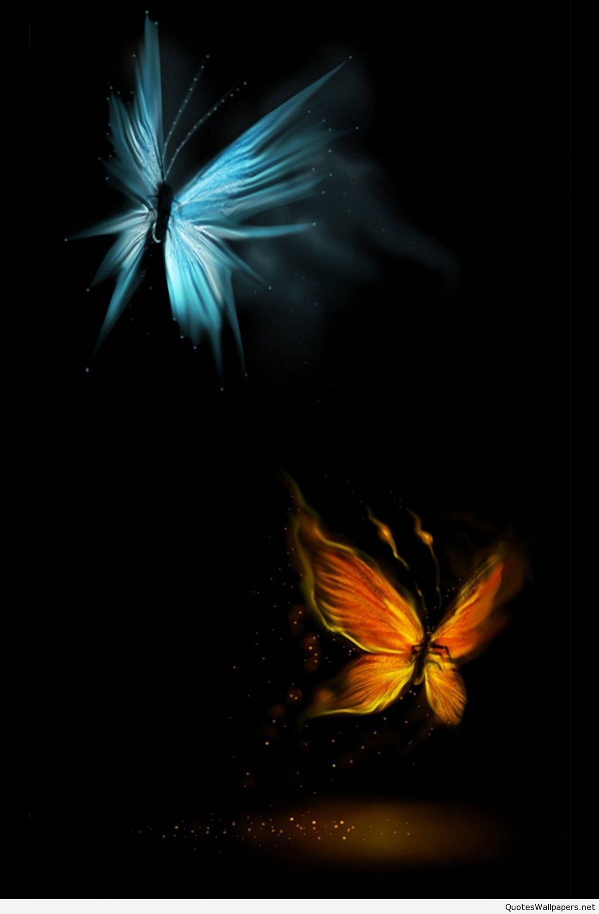 Farfalle luminose blu arancione, 1200x1830 Full HD Verticale, Google Pixel