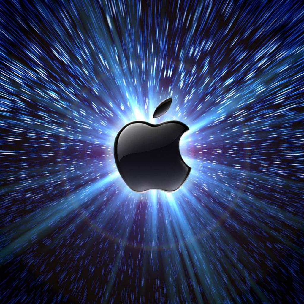 Logo Apple raggi blu, Cupertino, 1024x1024 HD, Laptop
