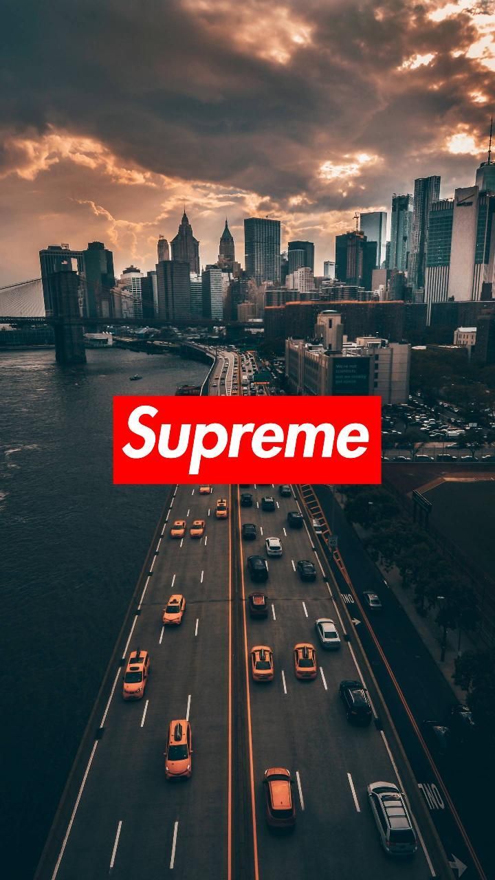 Supreme logo skyline città, streetwear, 720x1280 Verticale, Mobile