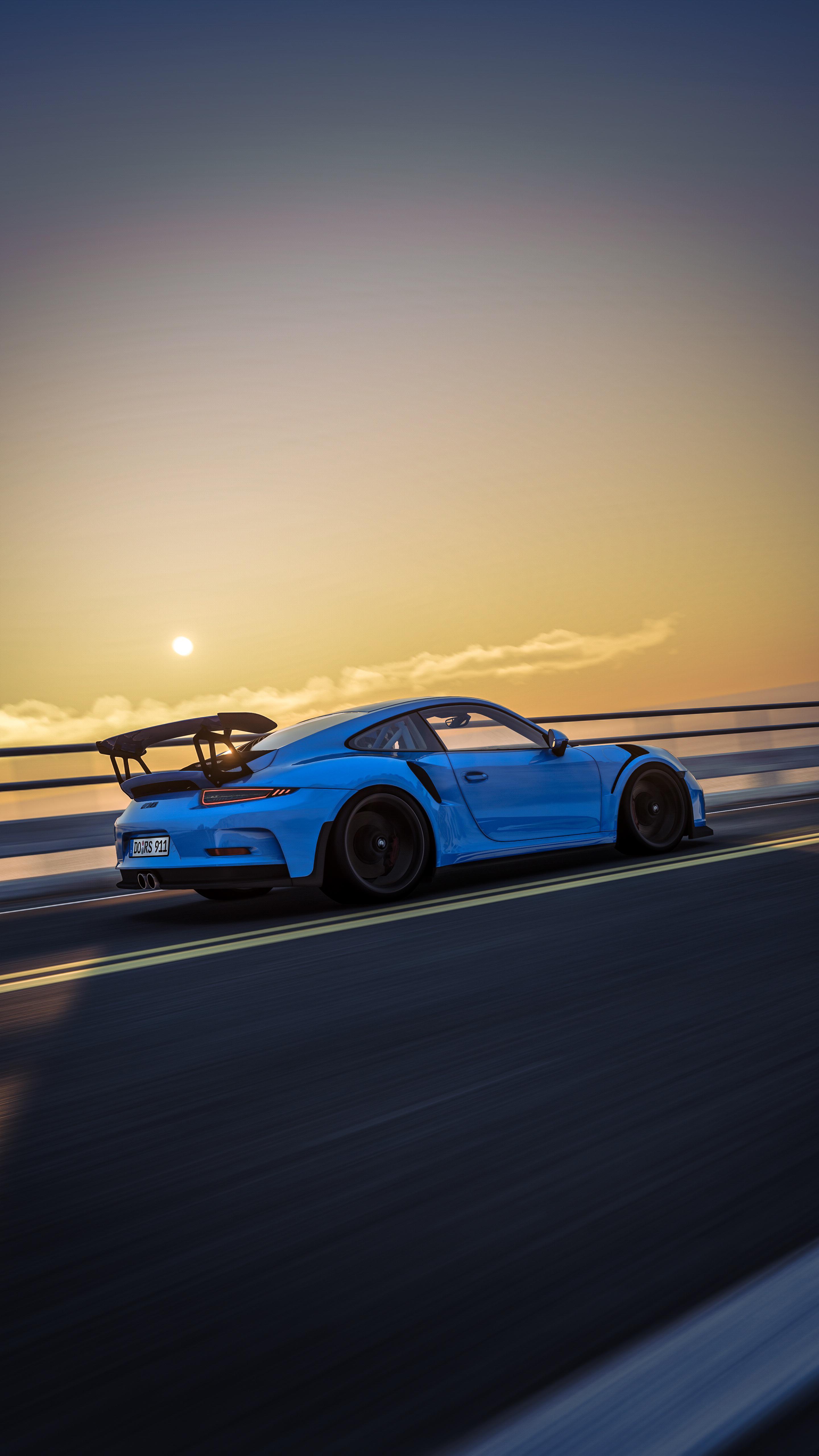 Porsche 911 GT3 RS blu, 2880x5120 Verticale, Telefono