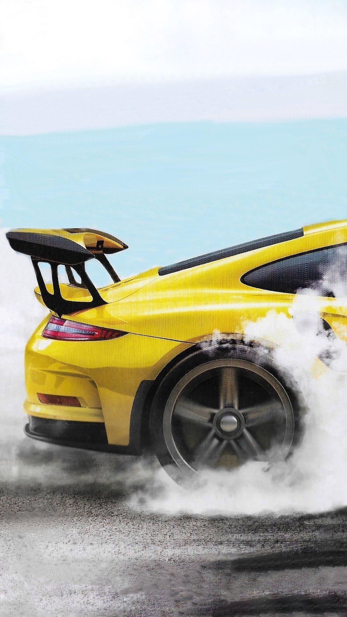 Porsche 911 GT3 RS gialla, 1146x2038 Full HD Verticale, Smartphone