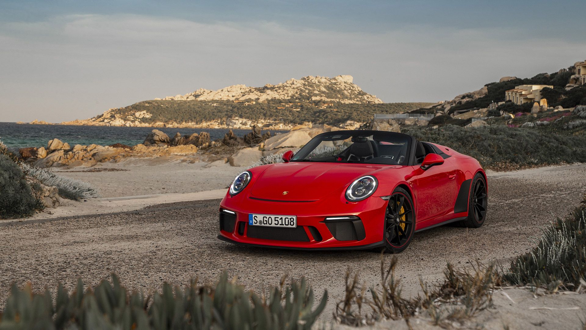 Porsche 911 Speedster rossa spiaggia, 1920x1080 Full HD 1080p, PC Desktop