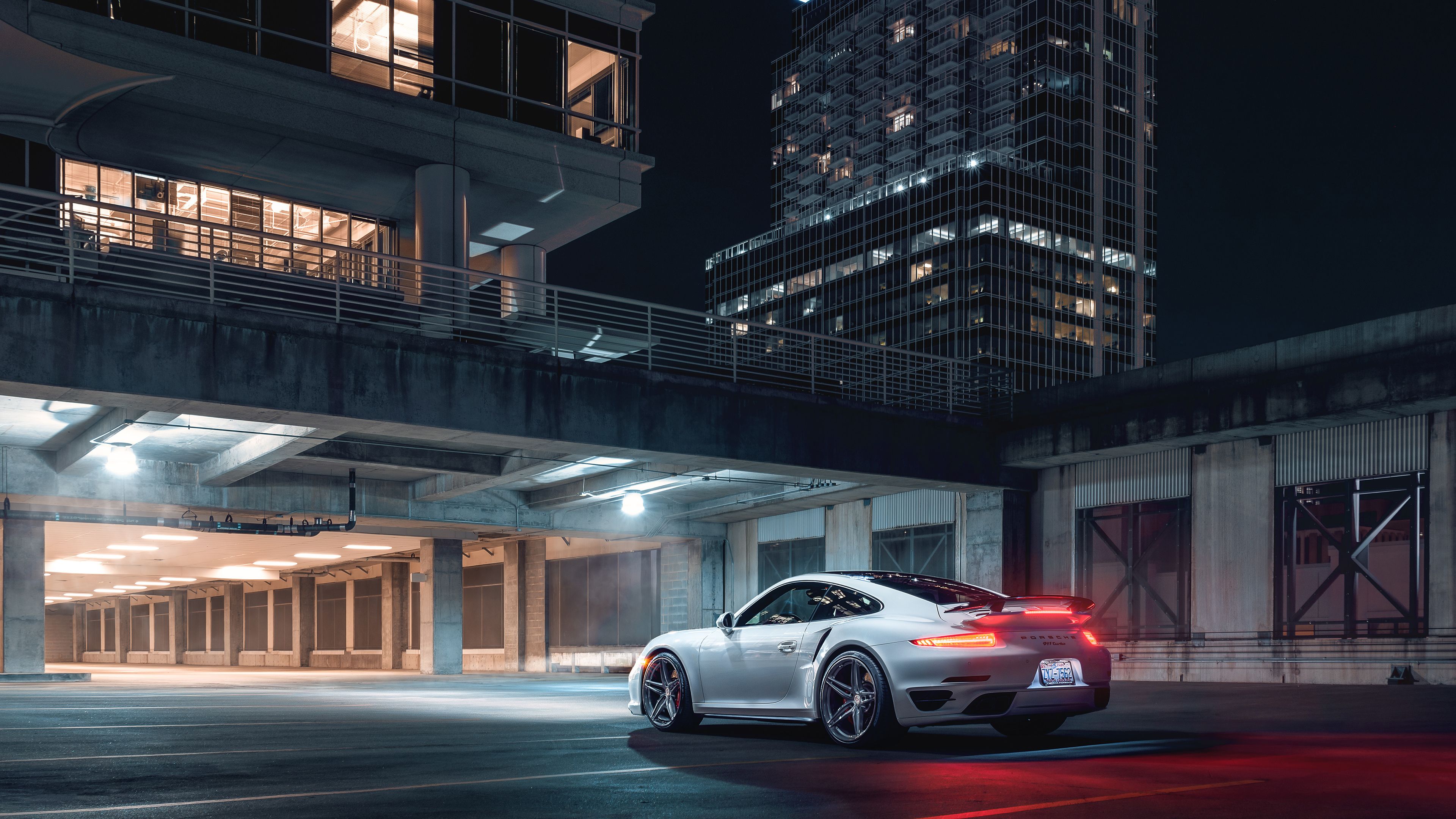 Porsche 911 bianca notturna, 3840x2160 UHD, PC 4K