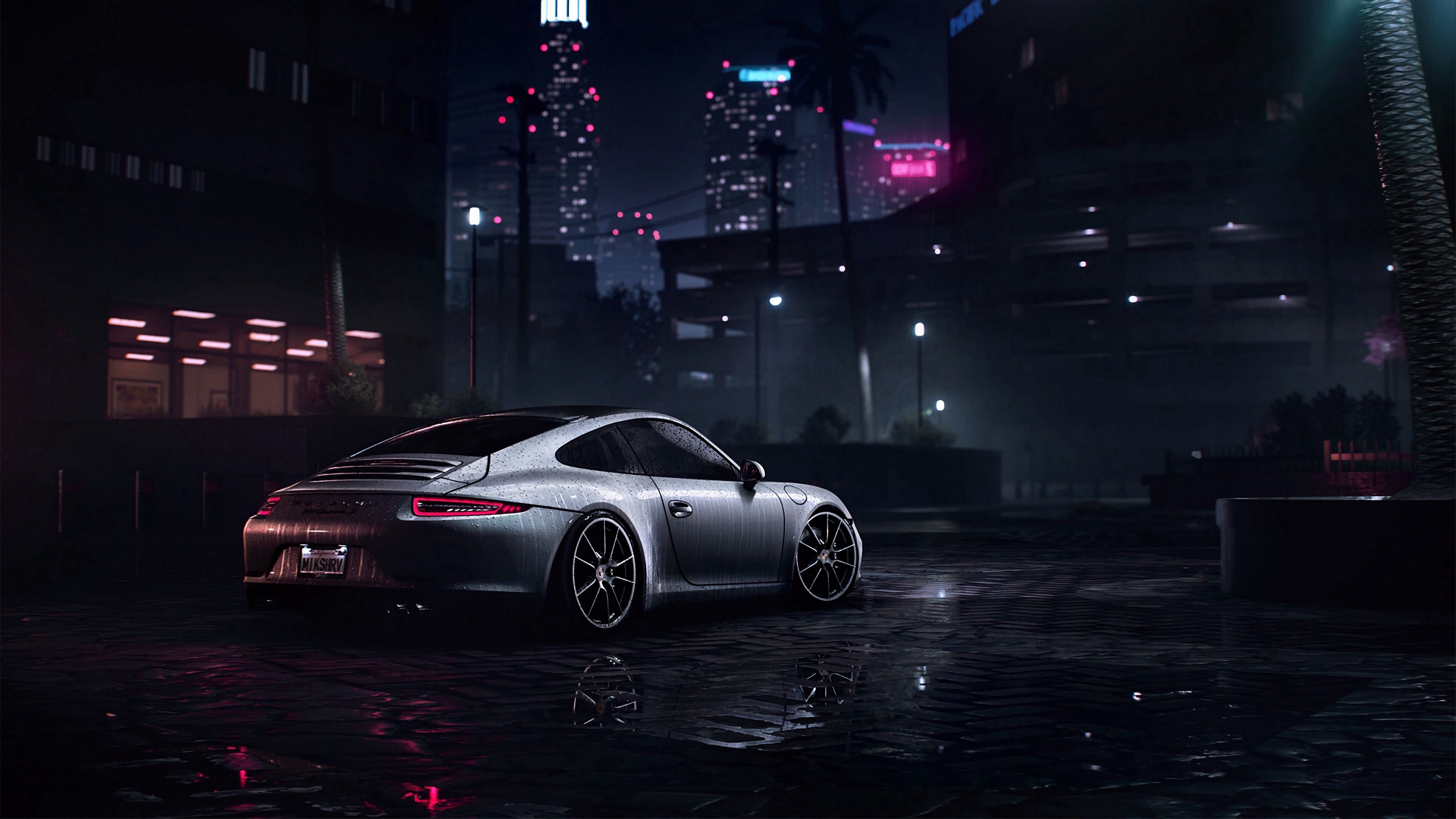 Porsche 911 città notturna, 3840x2160 UHD, PC 4K