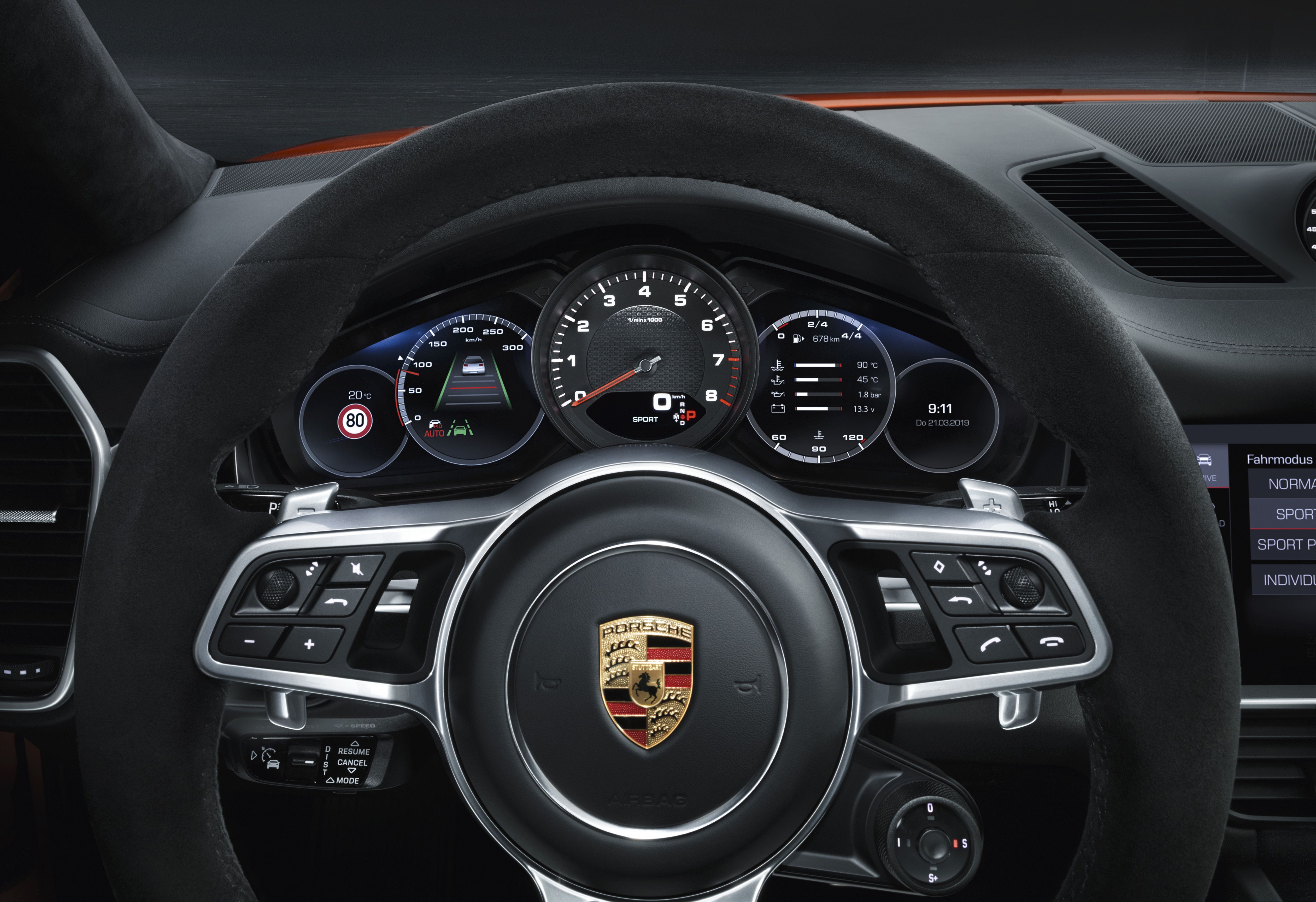 Volante Porsche Cayenne interno, 5040x3456 Ultra HD, 4K TV