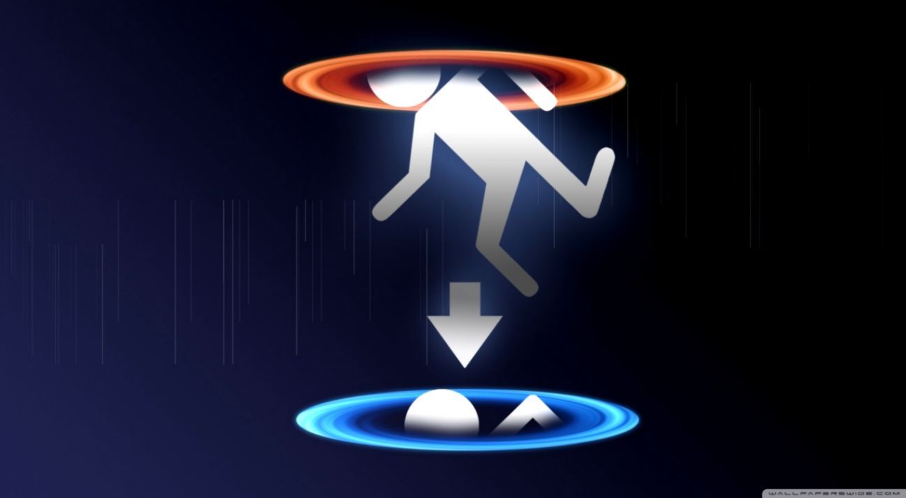 Personaggio Portal 2 tra portali, 1297x714 720p, iMac