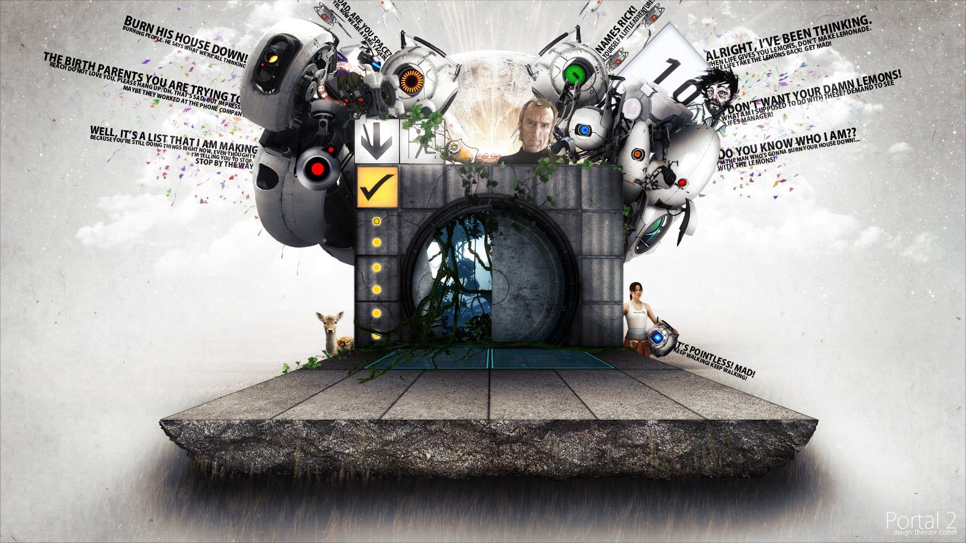 Logo Portal 2 su nero, 1600x1200 HD, Desktop