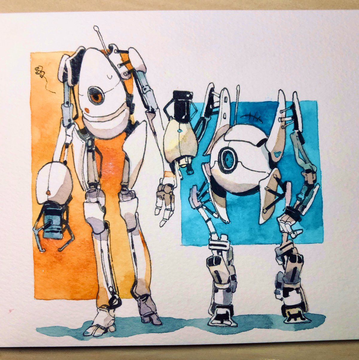 Robot Portal 2 acquerello, 1199x1200 Full HD Verticale, Samsung Galaxy