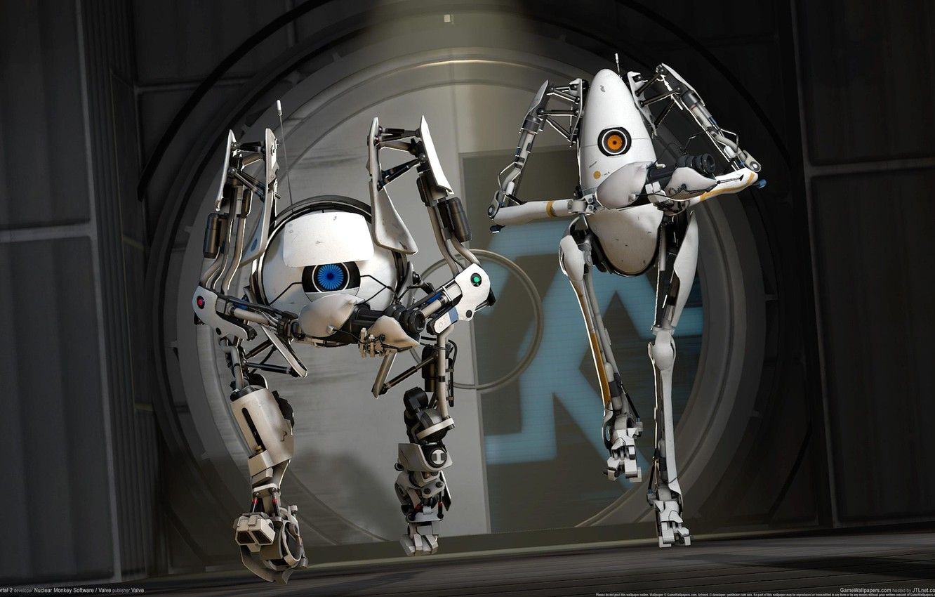 Robot Portal 2, Atlas e P-body, 1332x850 HD, HP Laptop