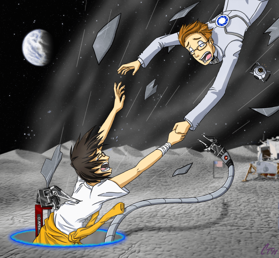 Wheatley umano e Chell, Portal 2, 929x860 HD, Laptop