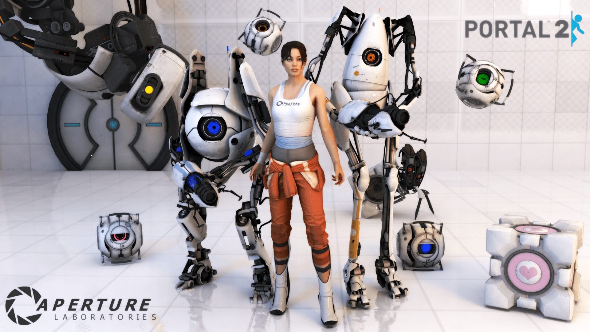 Personaggi robot Portal 2, 1920x1080 Full HD, Desktop