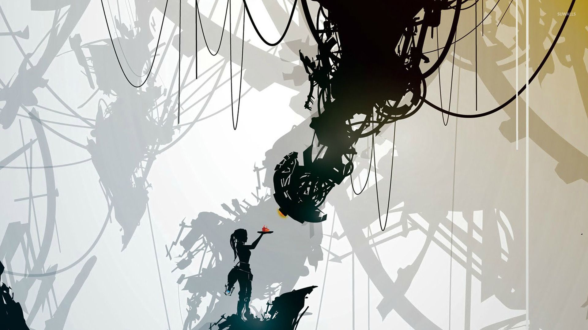 Portal Chell silhouette macchinari, 1920x1080 Full HD, PC