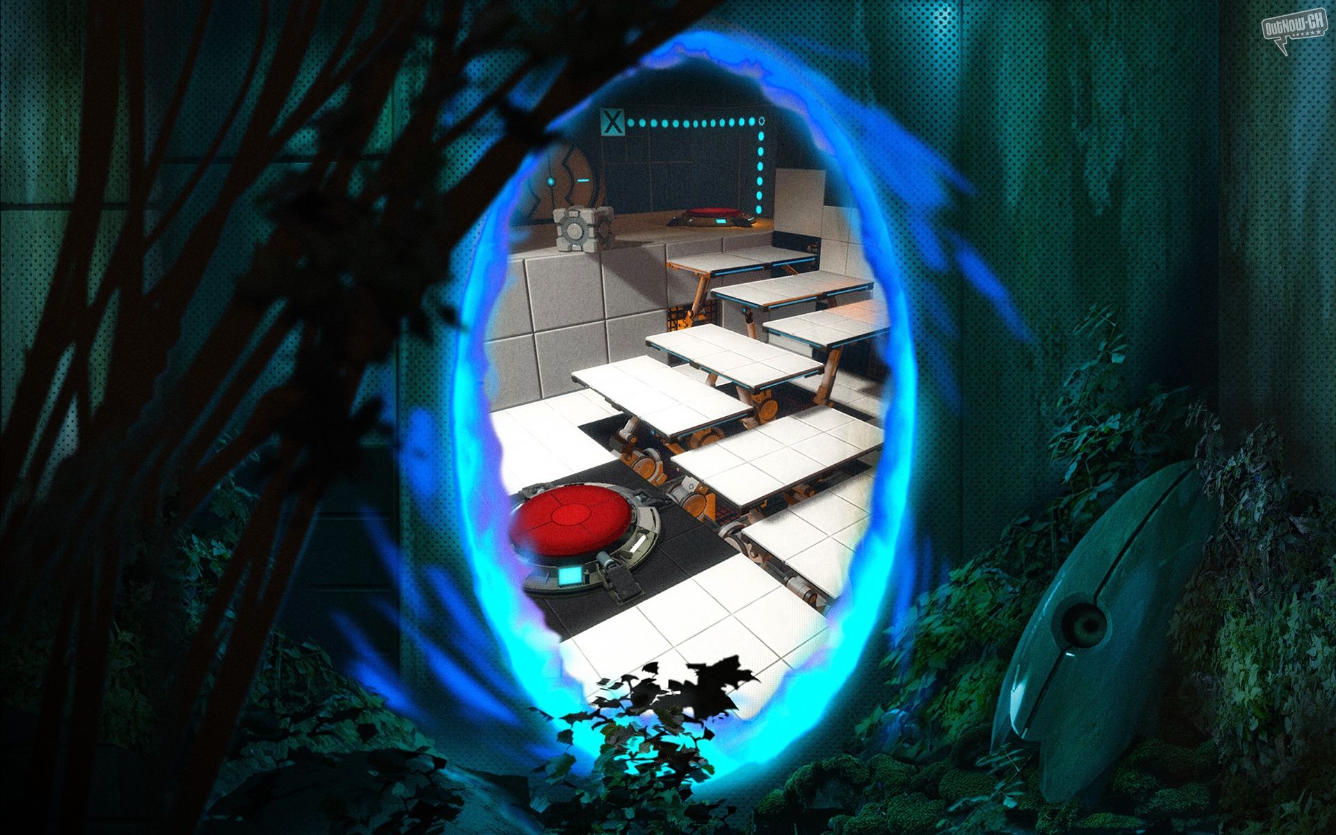 Portal 2 portale blu foresta, 1920x1200 WUXGA, Desktop