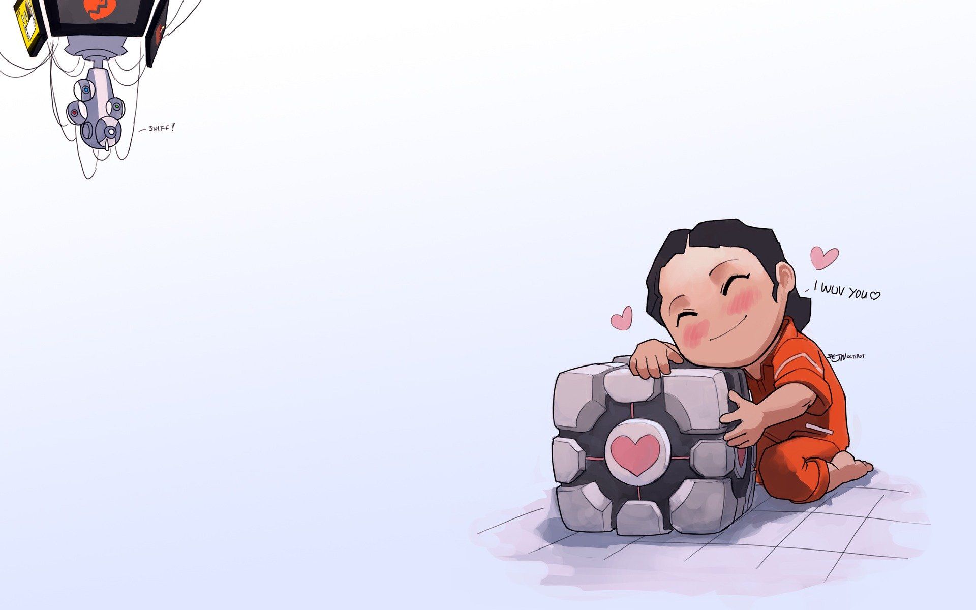 Chell e Companion Cube Portal, 1920x1200 Full HD+ WUXGA, Desktop