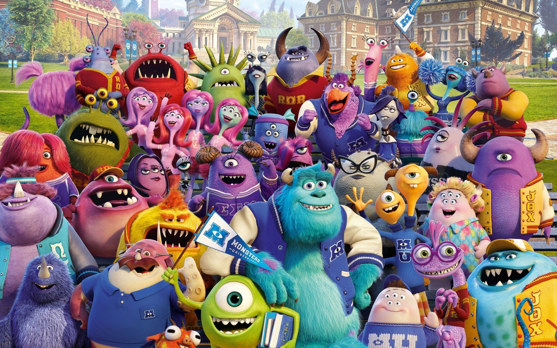 Personaggi Monsters University colorati, 1920x1080 Full HD, PC Desktop
