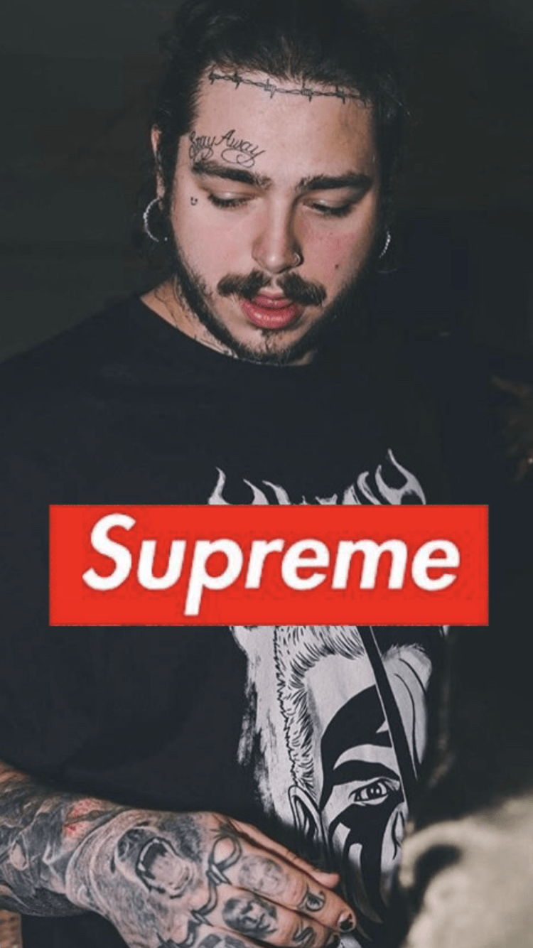 Post Malone con logo Supreme, New York, 750x1334 Full HD Verticale, Smartphone