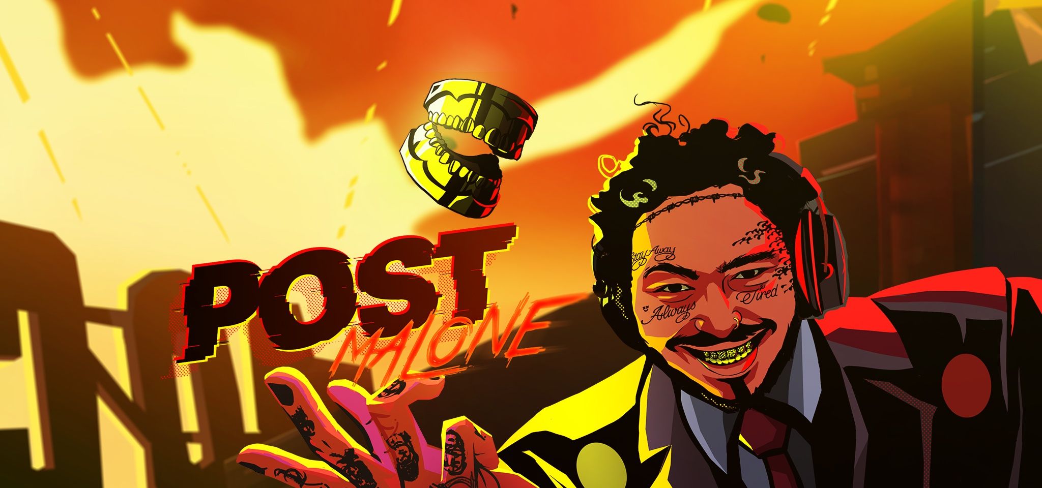 Post Malone illustrazione stilizzata, 2048x960 Hi-Res, Laptop