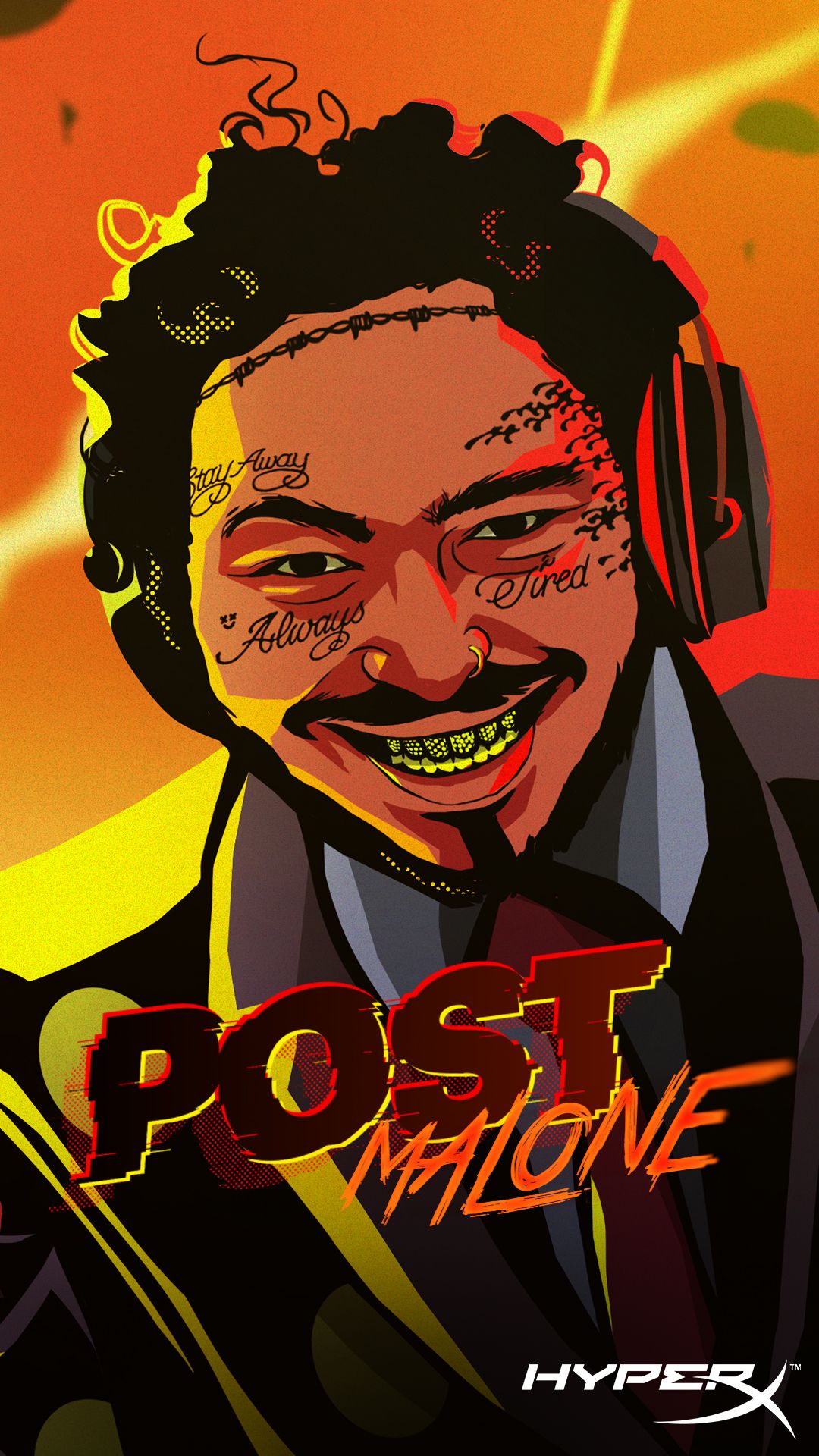 Post Malone illustrazione cuffie gaming, 1080x1920 Full HD Verticale, iPhone