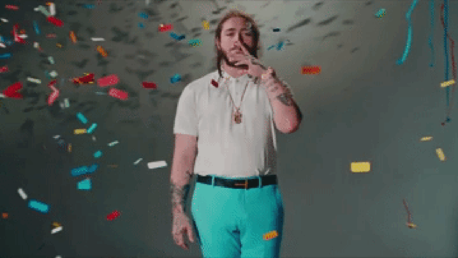 Post Malone coriandoli colorati, 1600x900 HD Ready, PC