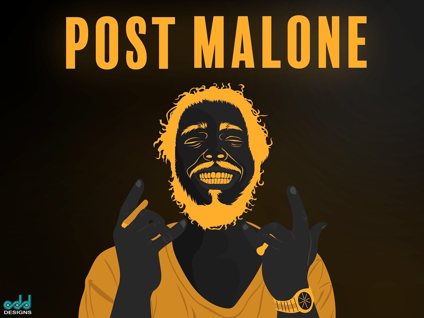 Post Malone cartoon arancione nero, 1400x1050 HD, Desktop