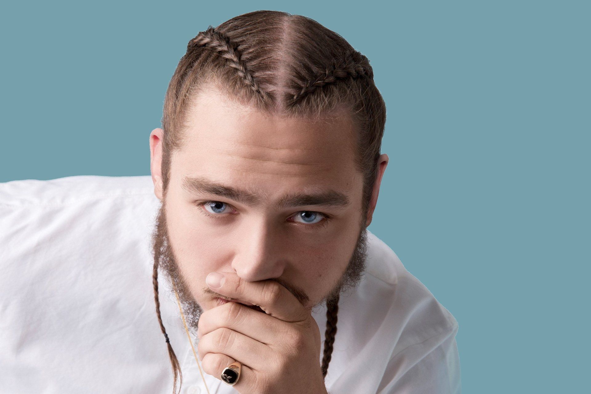 Post Malone treccine sfondo azzurro, 1920x1280 WUXGA, Monitor Gaming