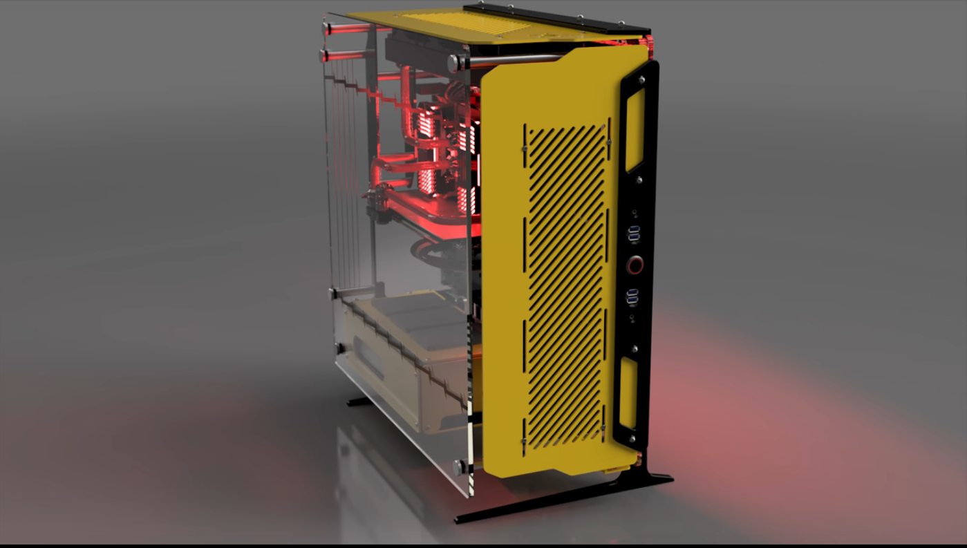 PC gaming case giallo nero, 1399x793 HD, PC Desktop