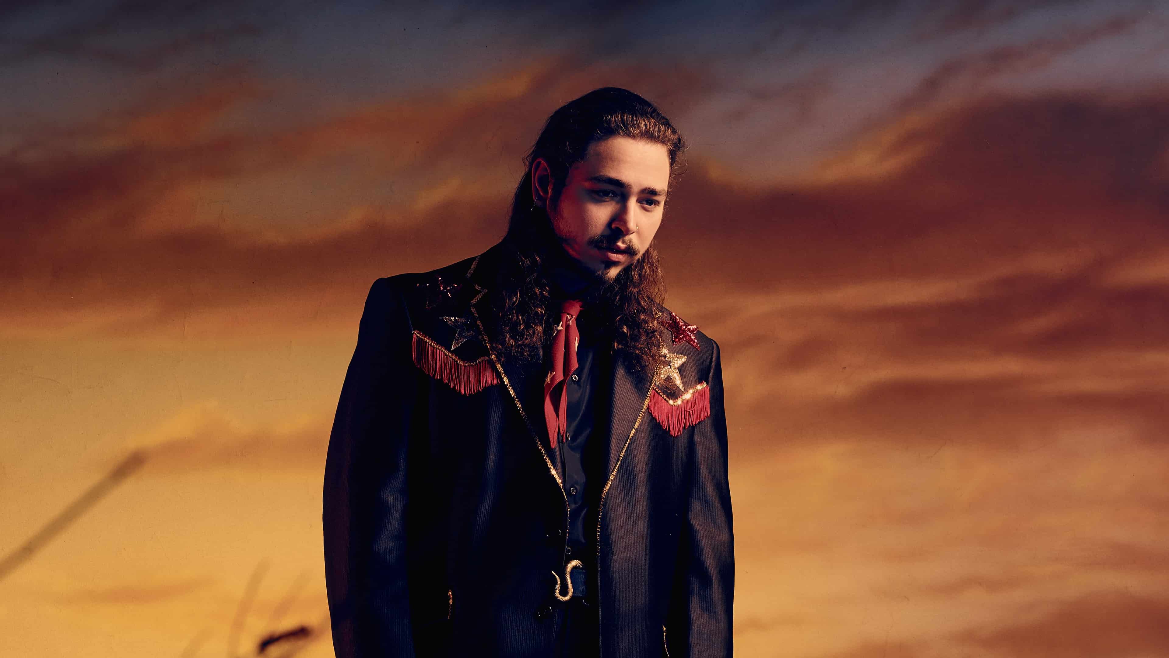 Post Malone giacca nera tramonto, 3840x2160 UHD, Monitor Gaming
