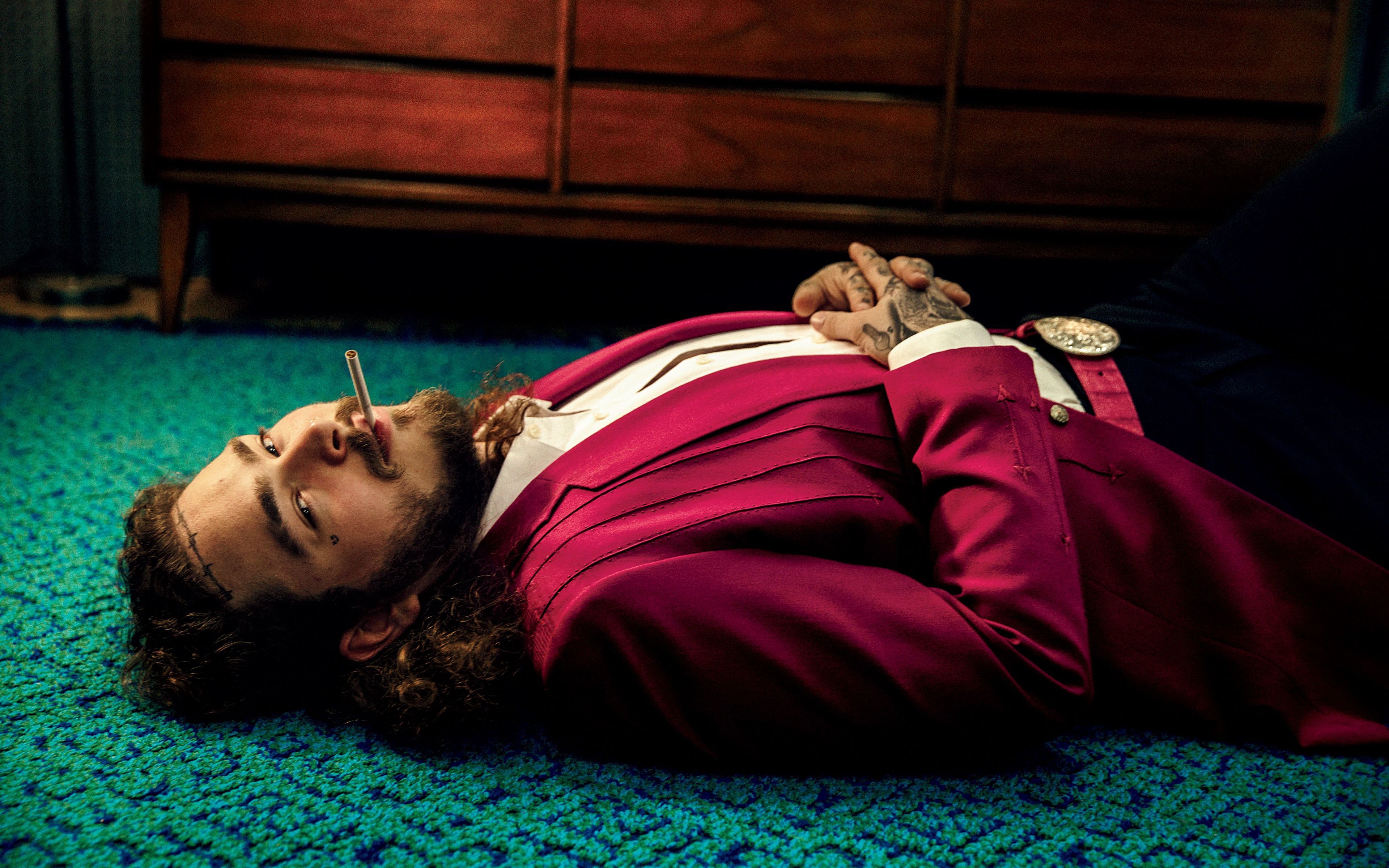 Post Malone sdraiato tappeto, 3840x2400 Ultra HD, PC