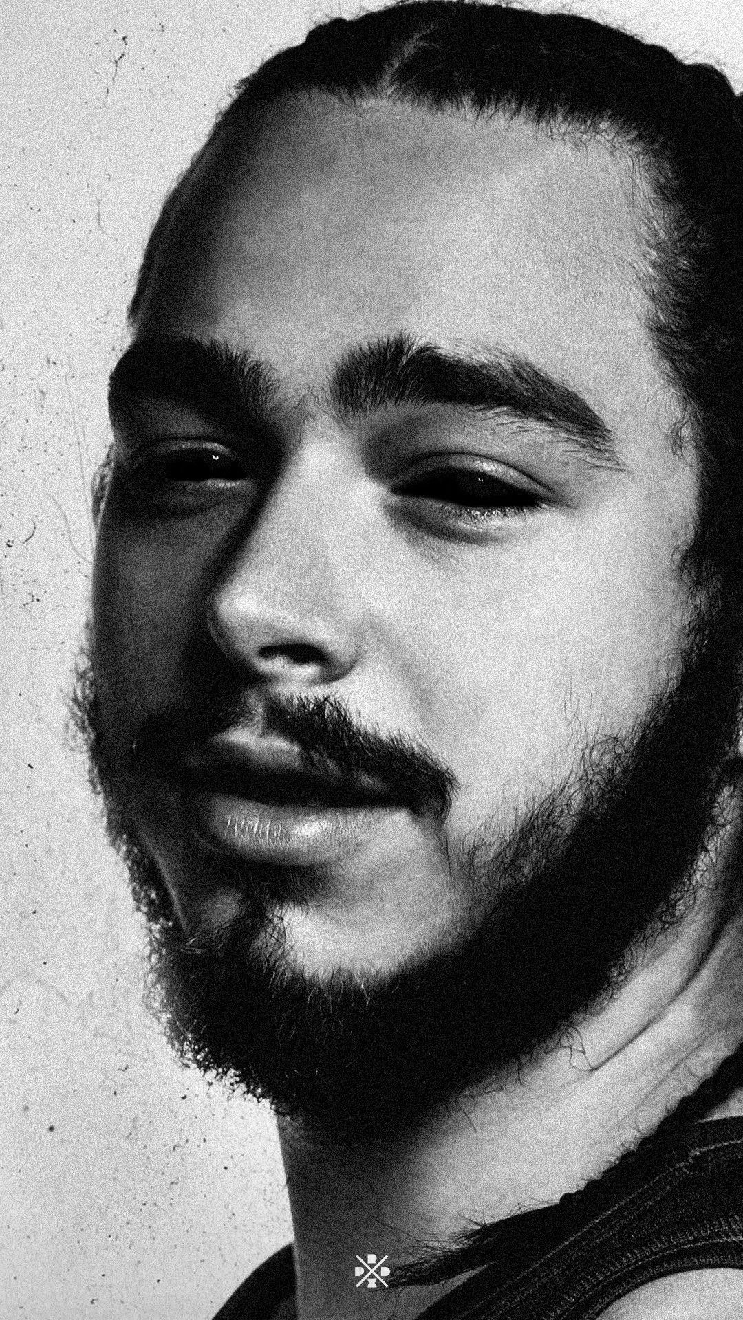 Post Malone ritratto bianco e nero, 1080x1920 Full HD Verticale, Samsung Galaxy