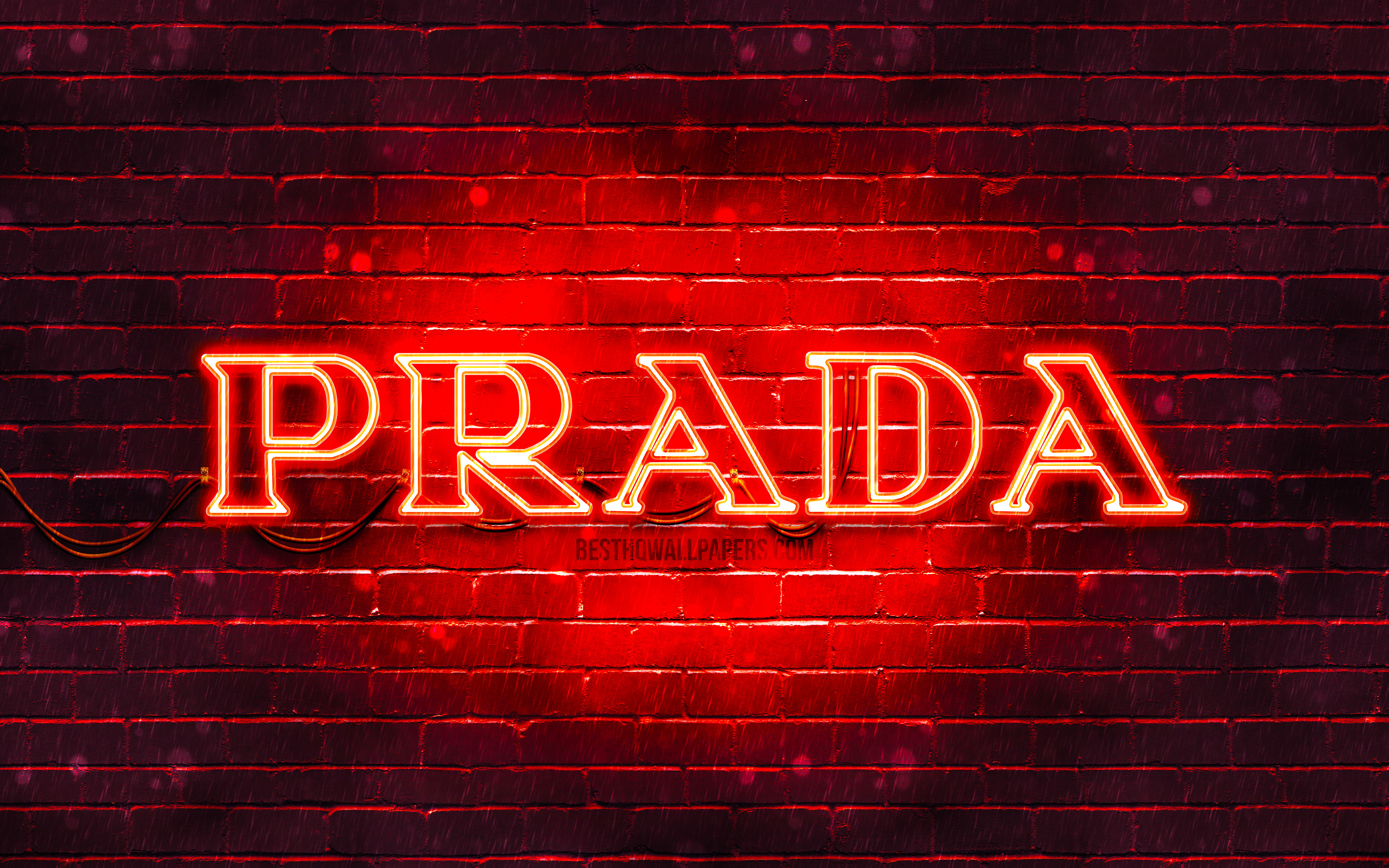 Logo Prada neon rosso, 3840x2400 4K Ultra HD, Monitor 4K