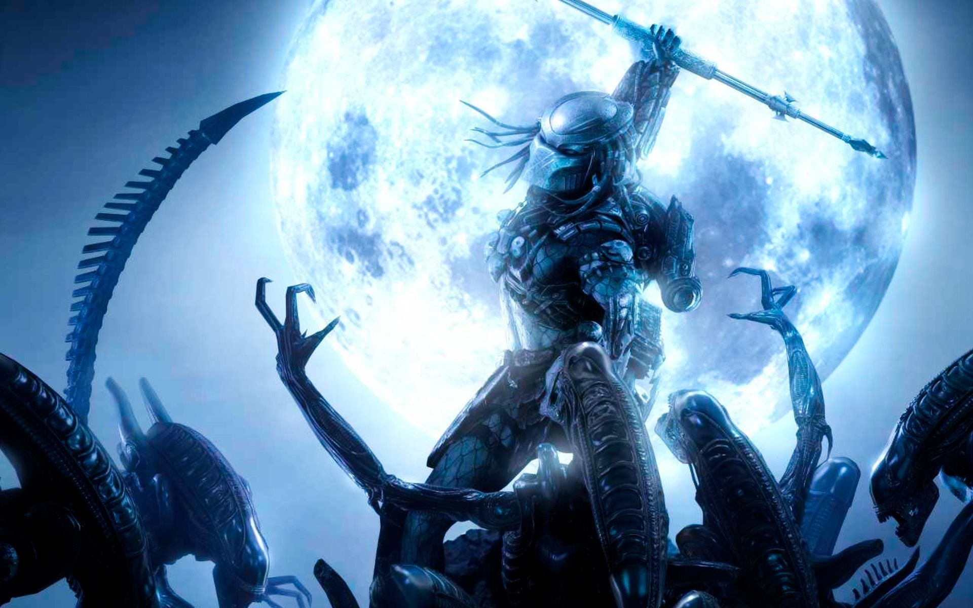 Predator con lancia, luna piena, 1920x1200 Full HD+ WUXGA, iMac
