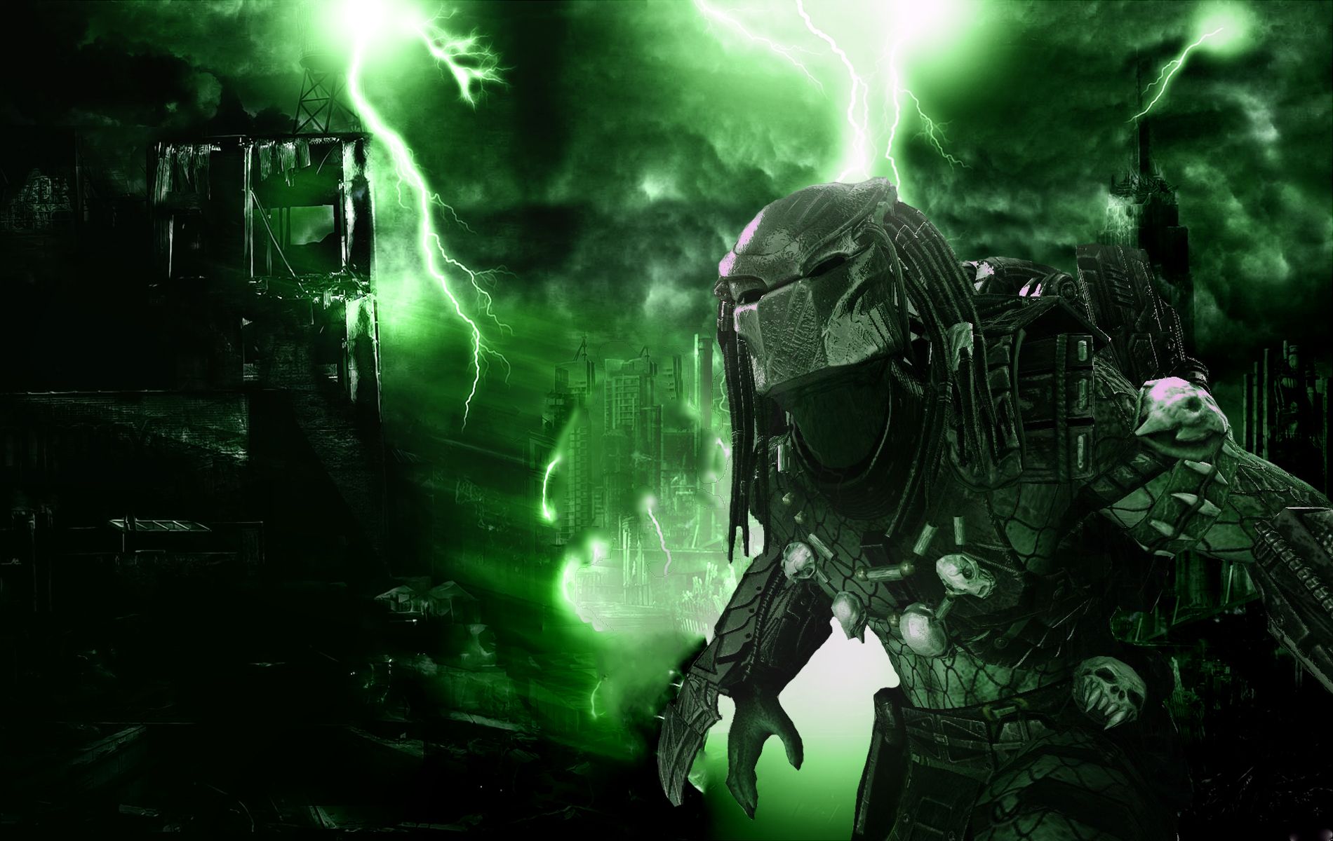 Predator con fulmini verdi, 1900x1200 900p, PC