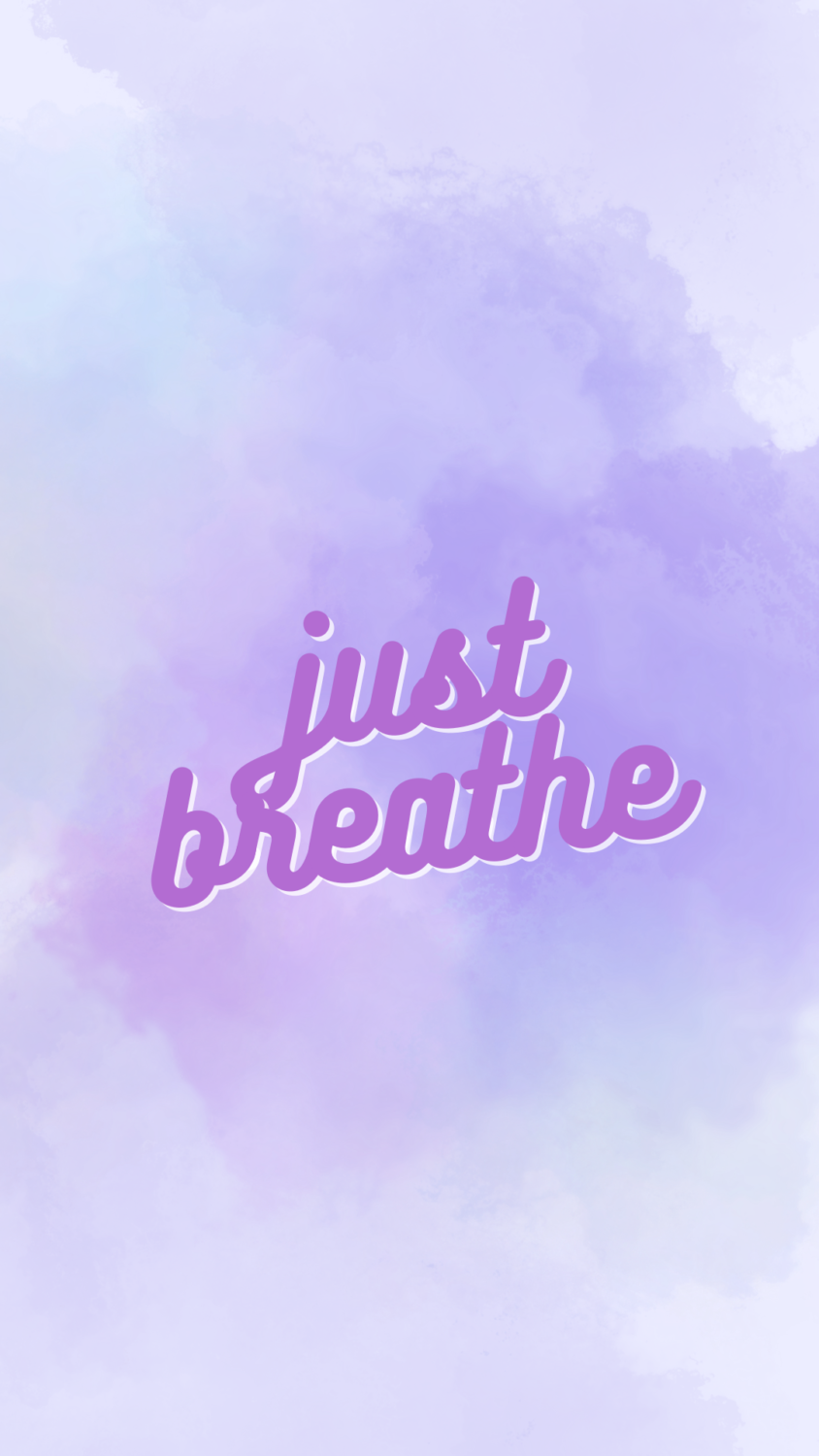 Scritta 'just breathe' viola, 844x1500 Verticale, Xiaomi
