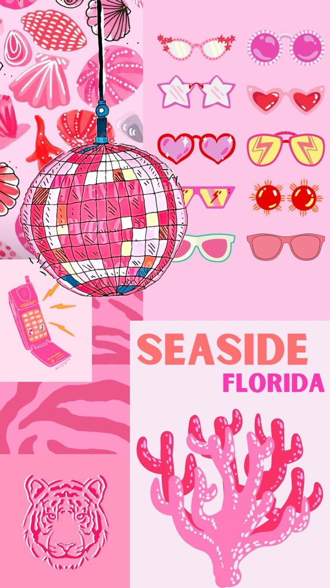 Collage rosa preppy occhiali tigre, 675x1200 Verticale, Telefono