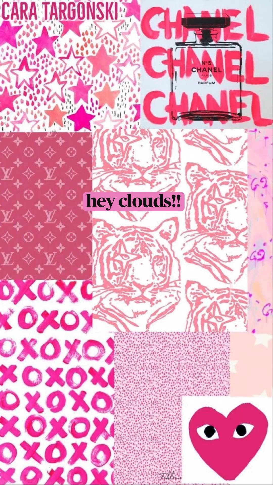 Collage rosa Chanel preppy, moda di lusso, 1080x1920 Verticale, Mobile