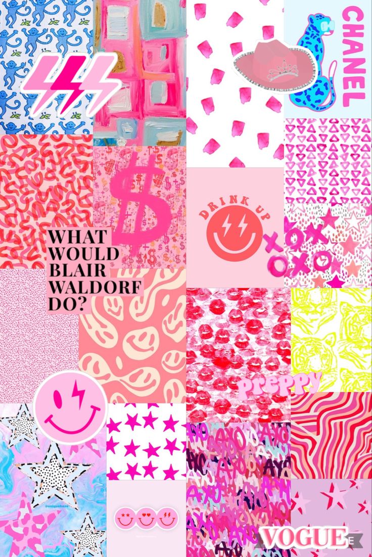 Collage preppy rosa Chanel Vogue, francese, 736x1102 Full HD Verticale, iPhone