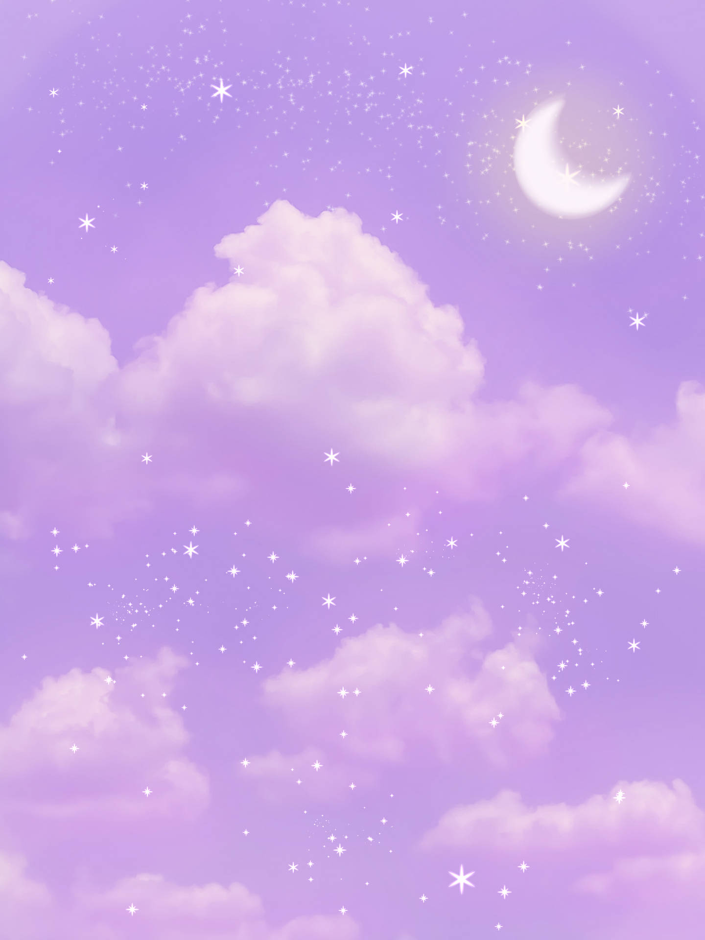 Cielo viola pastello con luna, 1440x1920 Verticale, Telefono