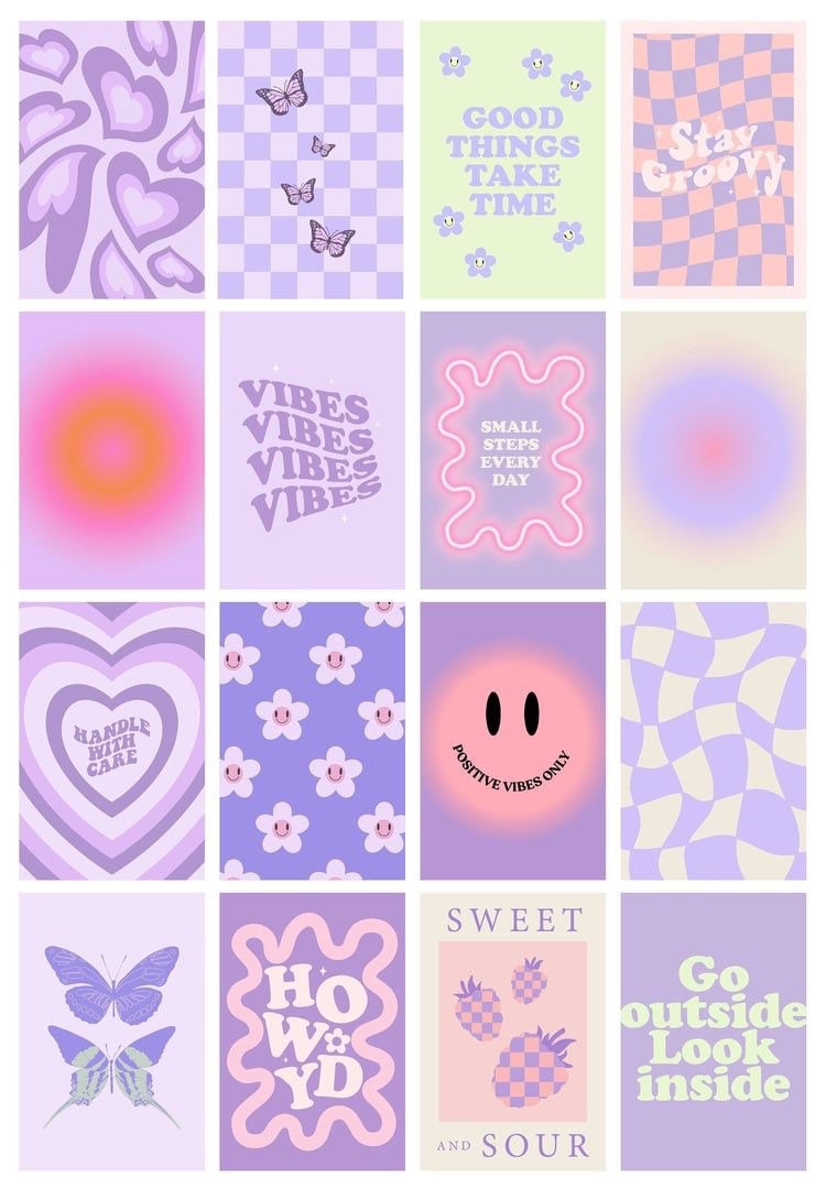 Collage preppy viola pastello, 750x1080 Verticale, Telefono