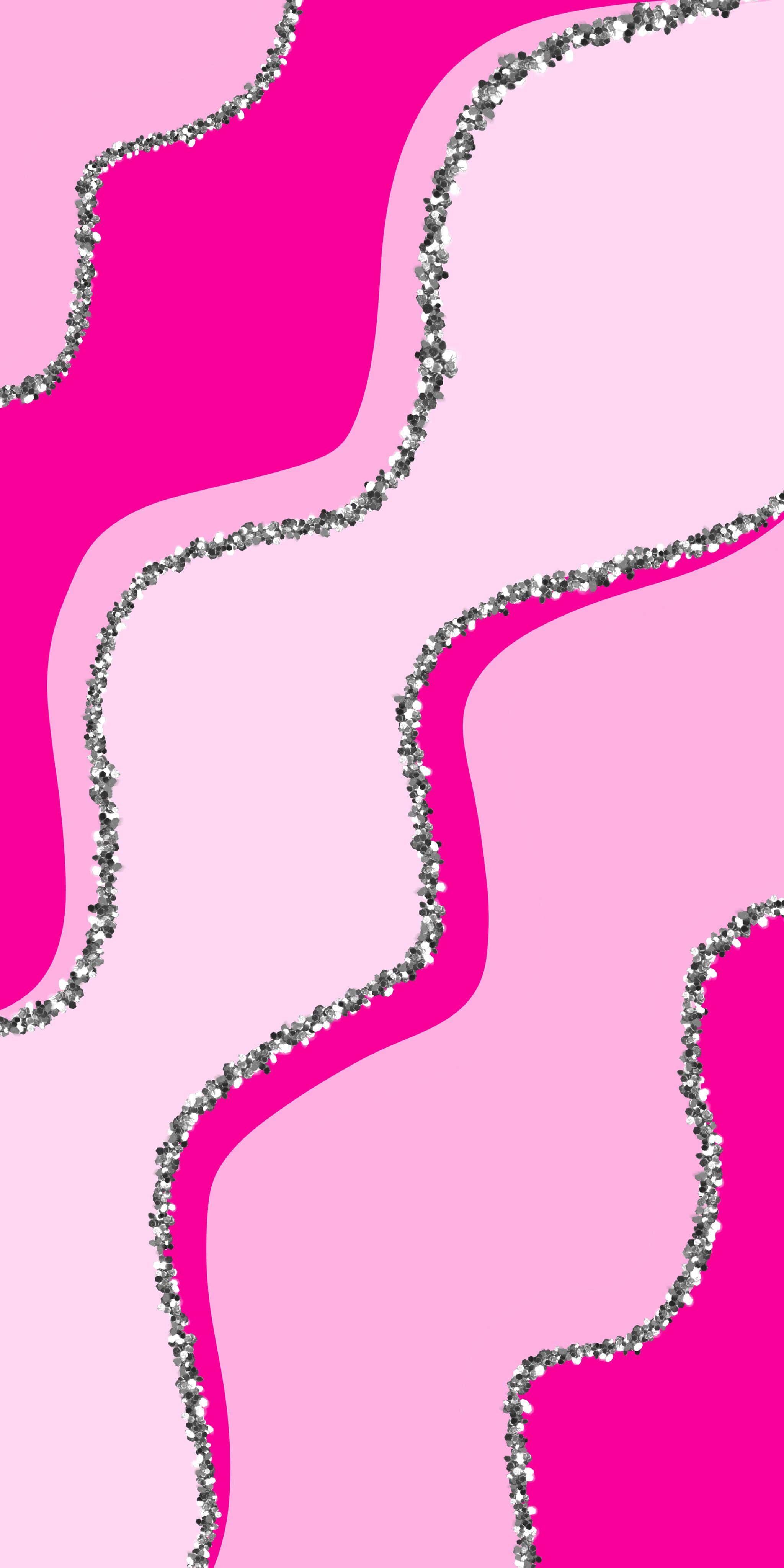 Onde rosa glitter argento, 2048x4096 Full HD Verticale, Smartphone