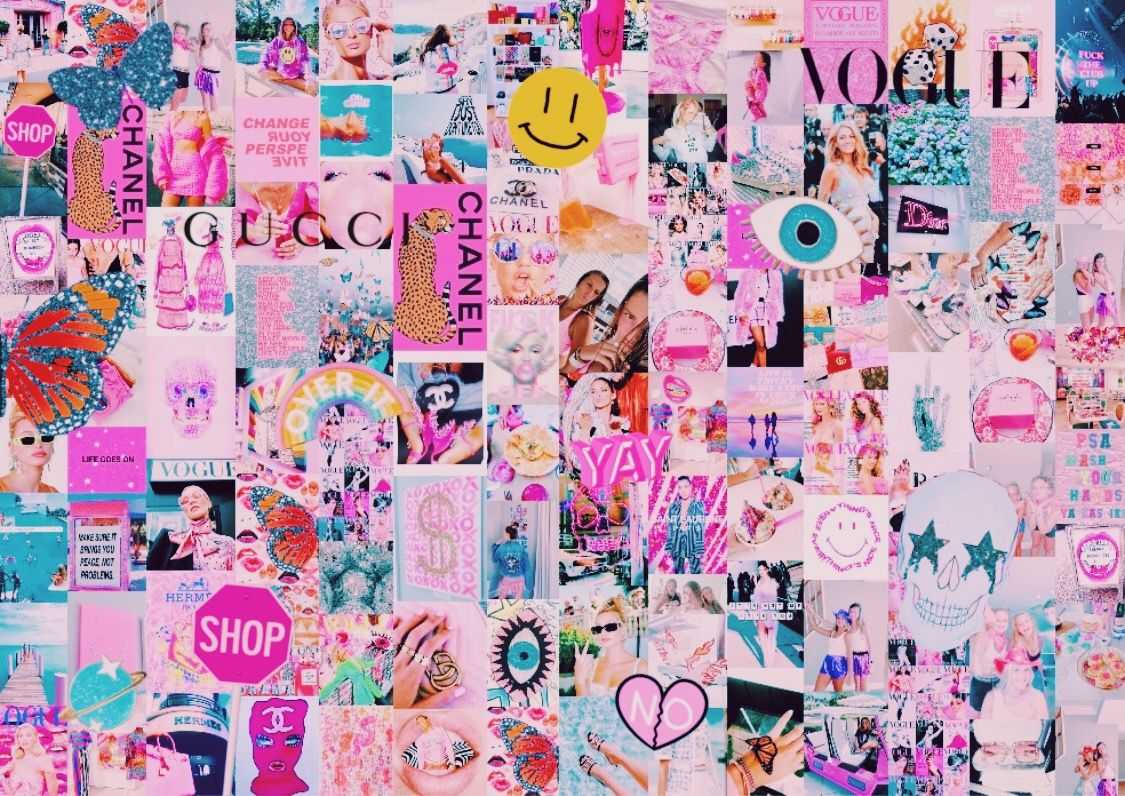 Collage rosa moda Chanel Gucci, moda di lusso, 1125x796 HD, Desktop