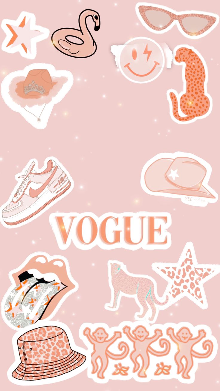 Sticker preppy Vogue rosa, 736x1309 Verticale, Mobile