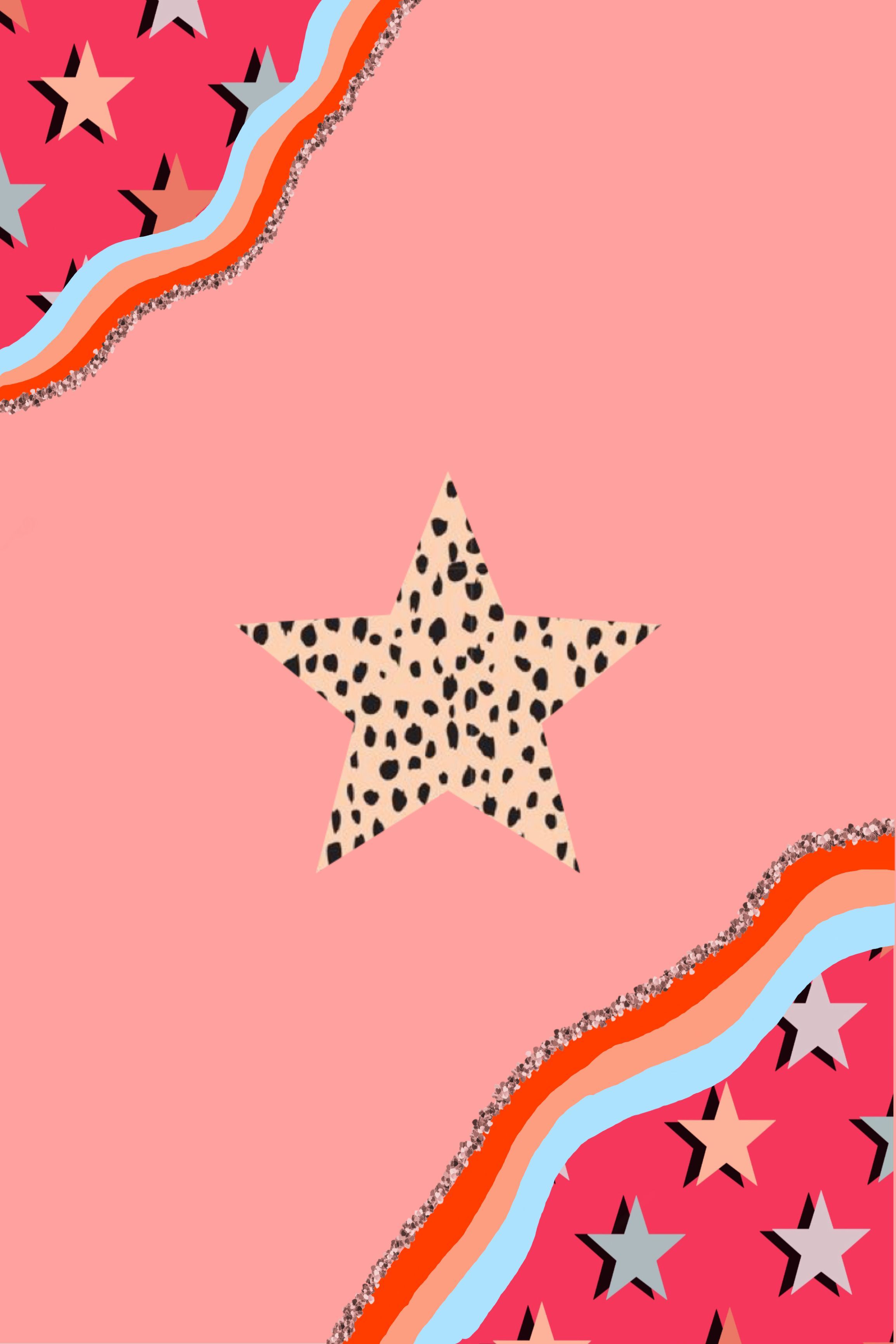 Stella leopardata sfondo rosa, 2309x3464 Full HD Verticale, Smartphone
