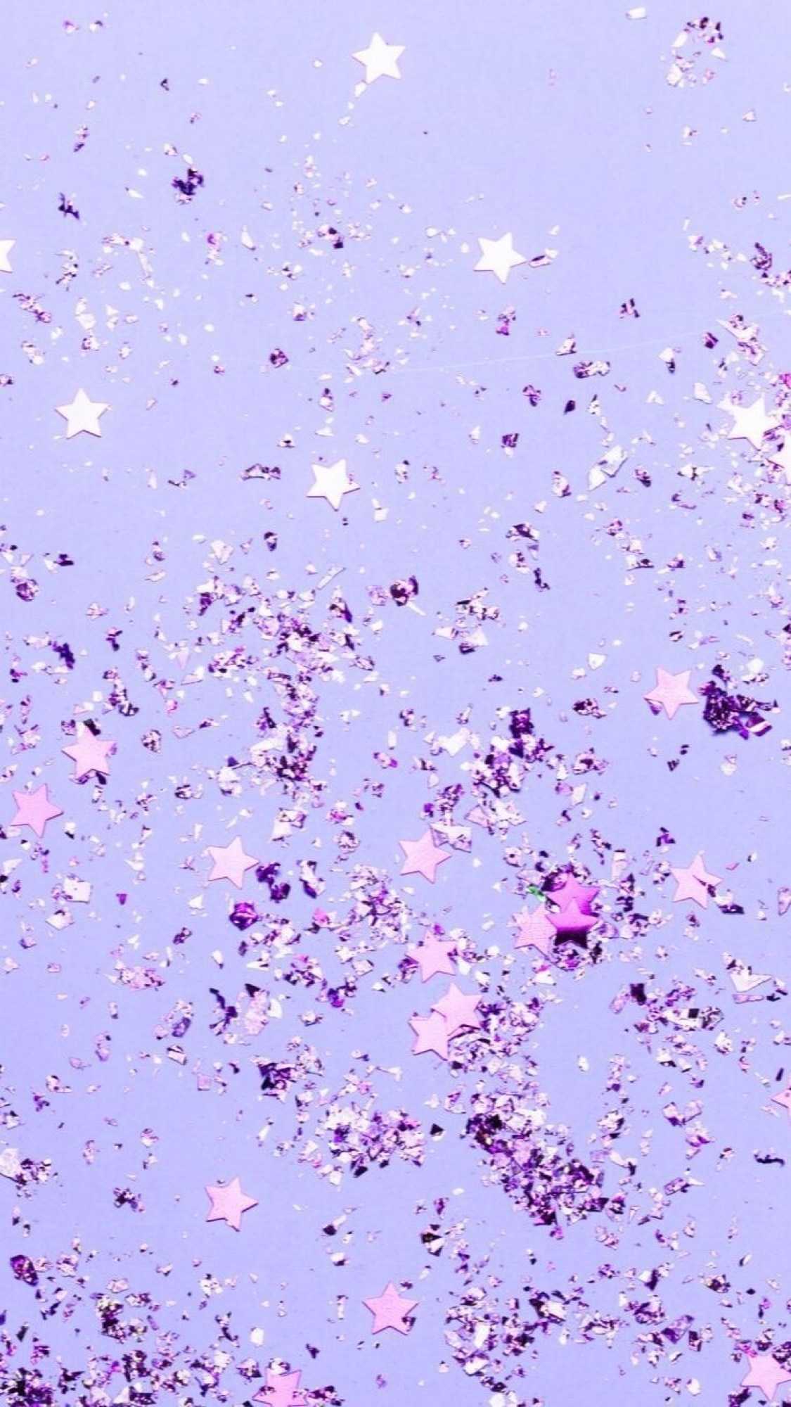 Coriandoli stelle glitter viola, 1125x2000 Verticale, Telefono