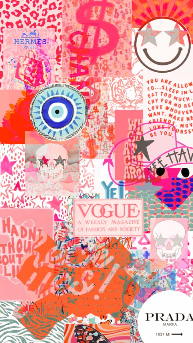 Collage rosa preppy loghi, 675x1200 Full HD Verticale, iPhone