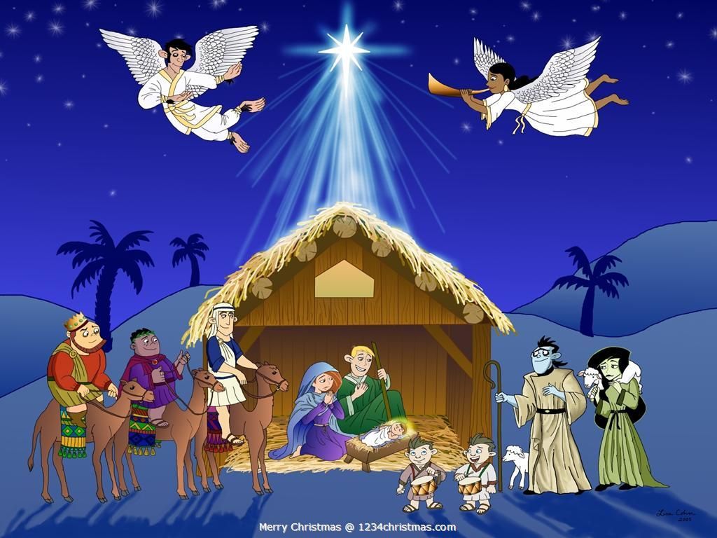 Presepe natalizio con angeli e stella, 1024x768 HD, PC