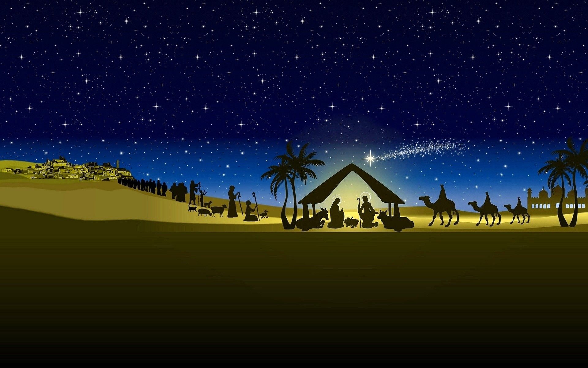Presepe silhouette notte stellata, 1920x1200 Full HD+ WUXGA, Desktop