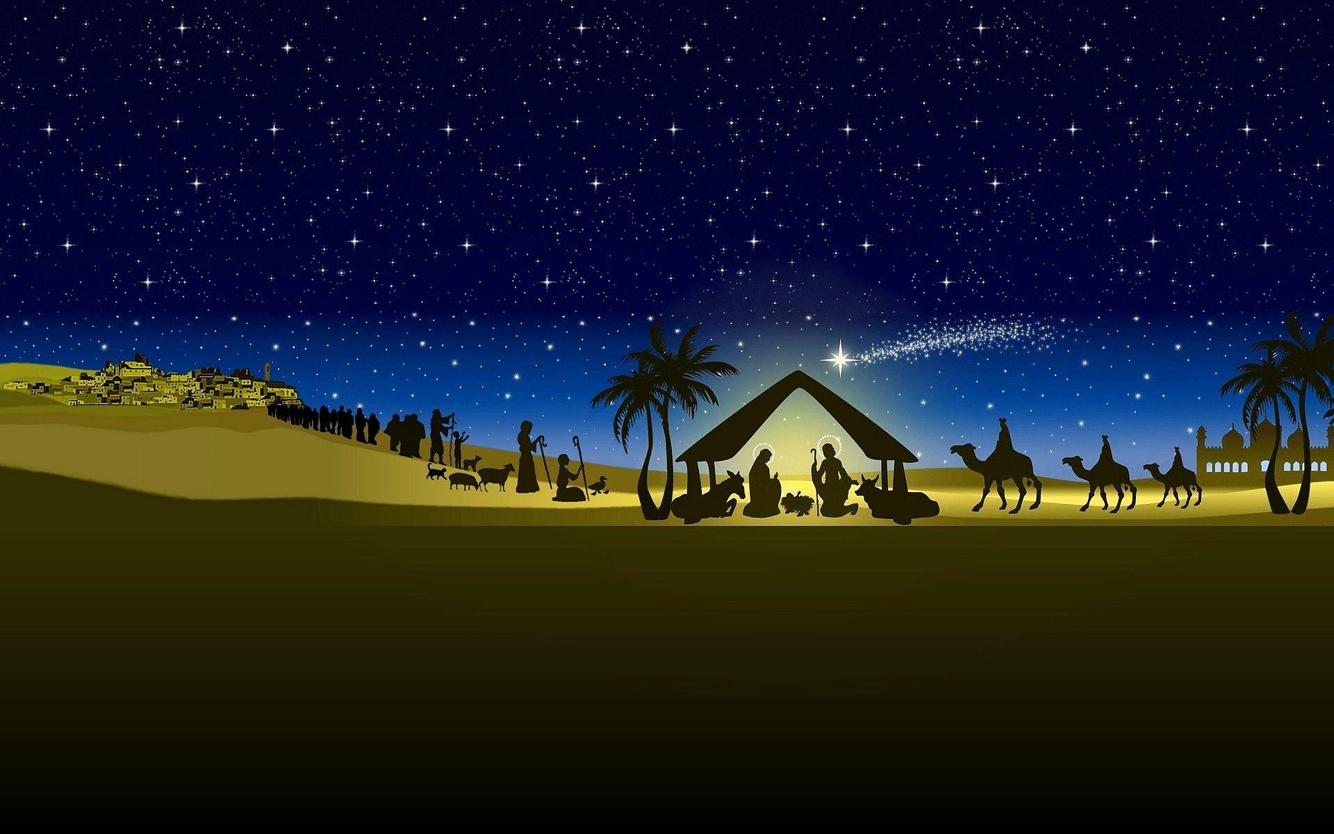 Presepe silhouette deserto notturno, 1920x1200 Full HD+, Desktop