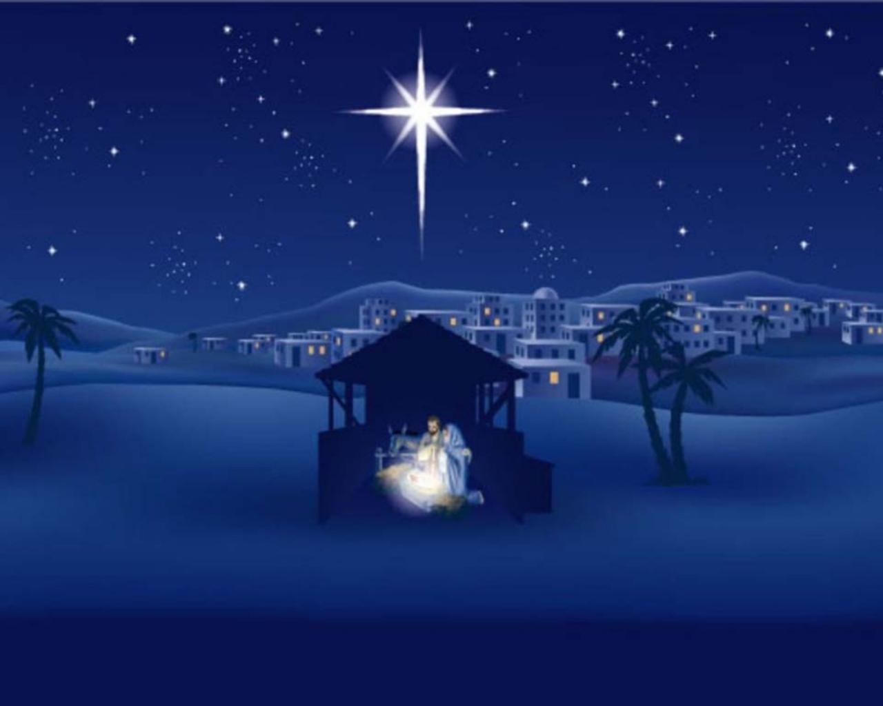 Presepe notturno con stella cometa, 1280x1024 720p, PC